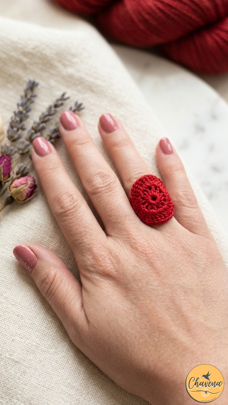 Crochet Rings Ruby, Sapphire and Mandala