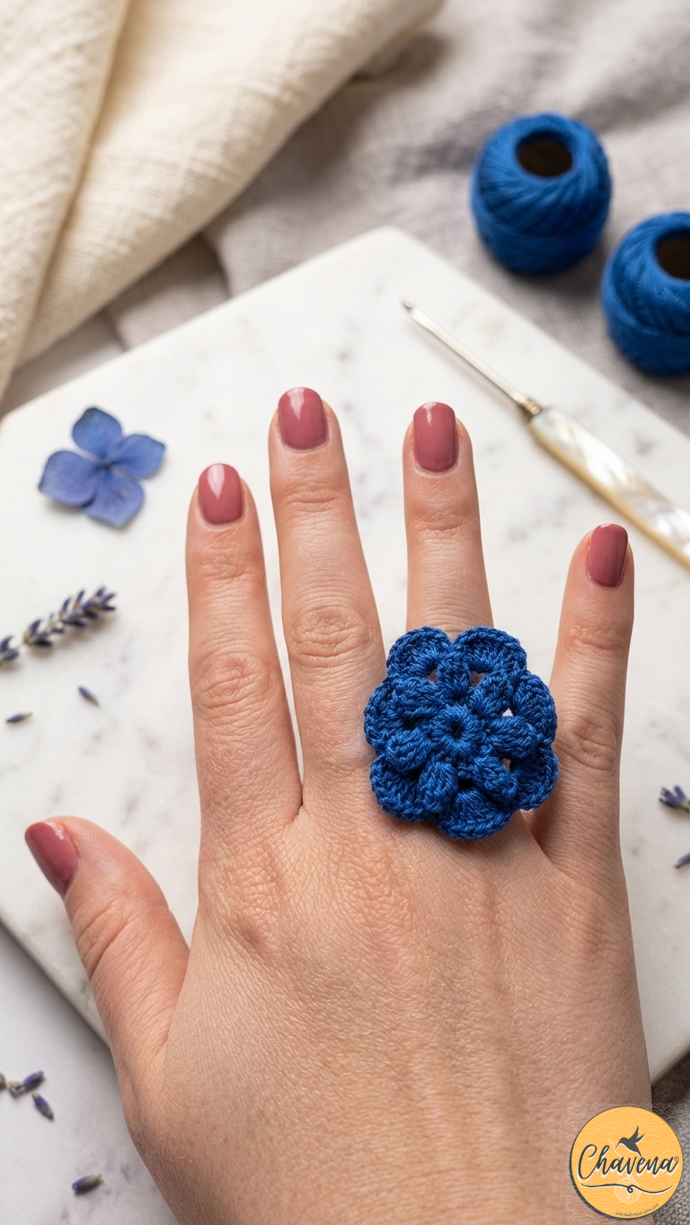 Crochet Rings Ruby, Sapphire and Mandala